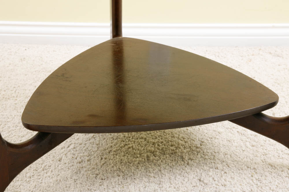 Mid Century Modern Walnut Mersman Guitar Pick Side Table