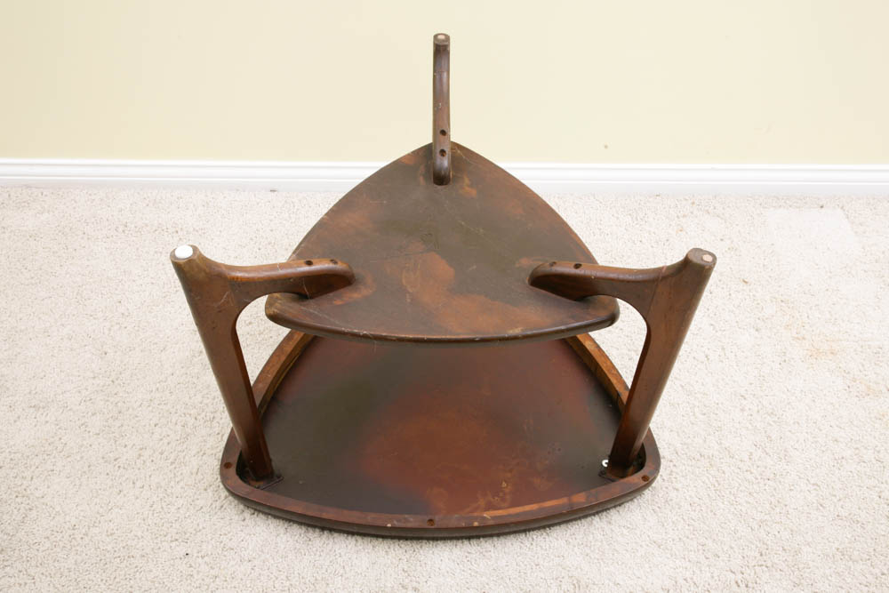 Mid Century Modern Walnut Mersman Guitar Pick Side Table