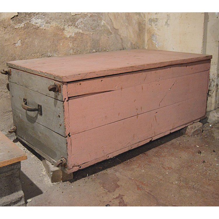 Vintage Pink-Painted Blanket Box
