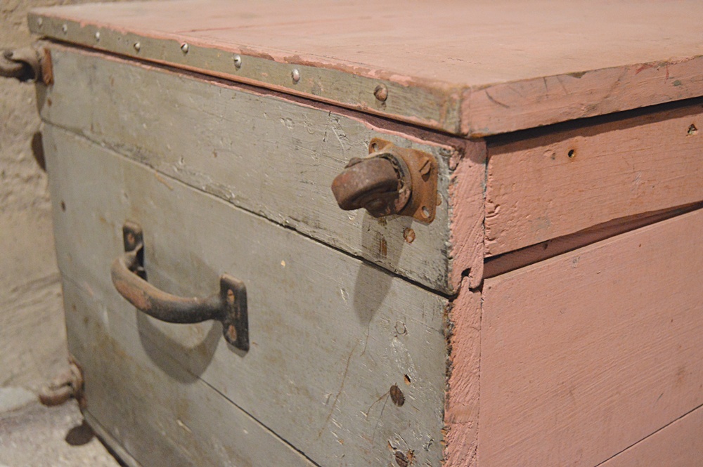 Vintage Pink-Painted Blanket Box