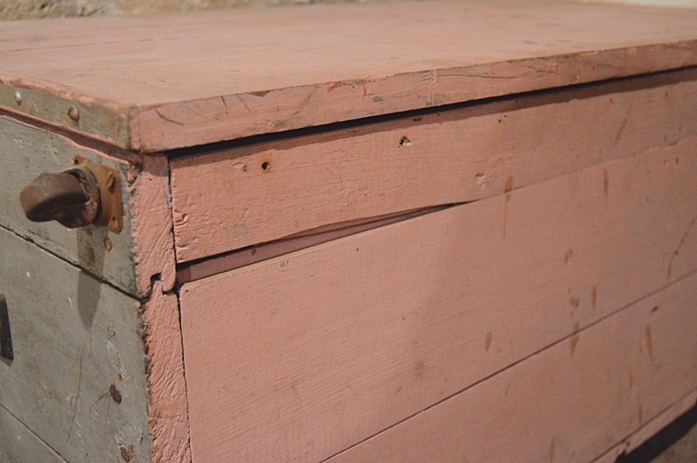 Vintage Pink-Painted Blanket Box