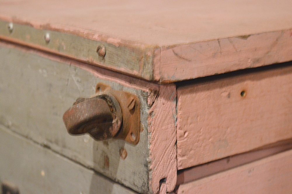 Vintage Pink-Painted Blanket Box