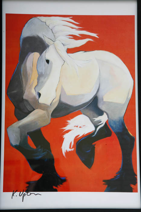 Signed and Framed Katie Upton White Horse Offset Lithograph