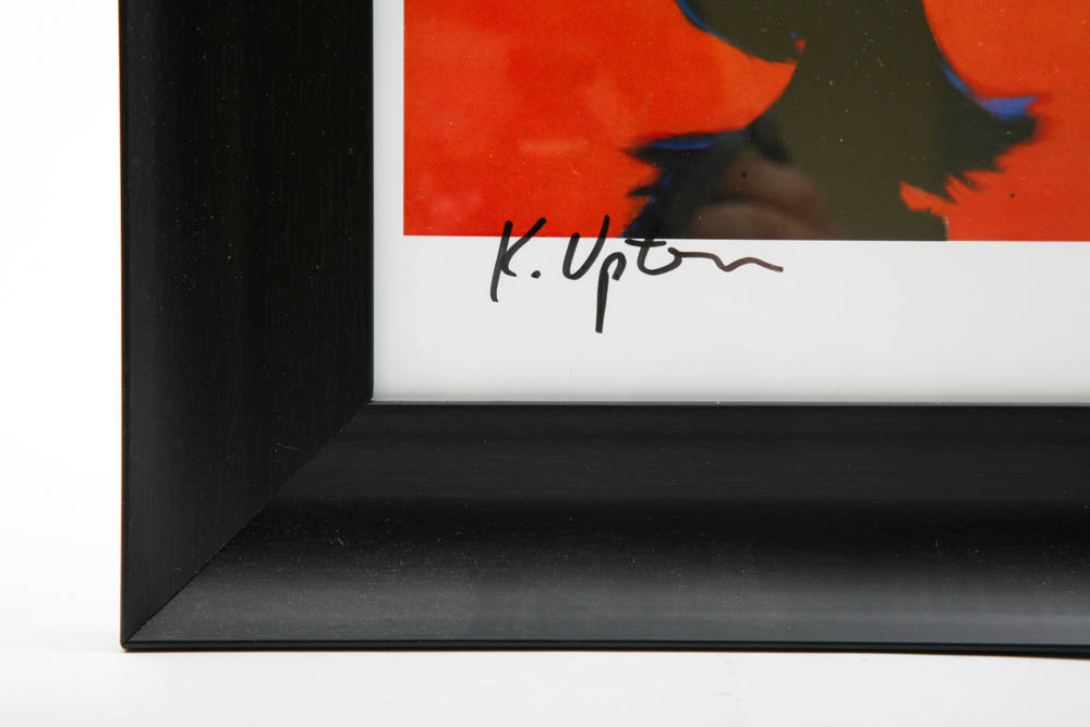 Signed and Framed Katie Upton White Horse Offset Lithograph