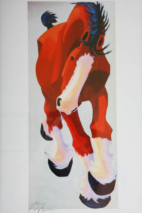 Signed and Framed Katie Upton White Horse Offset Lithograph