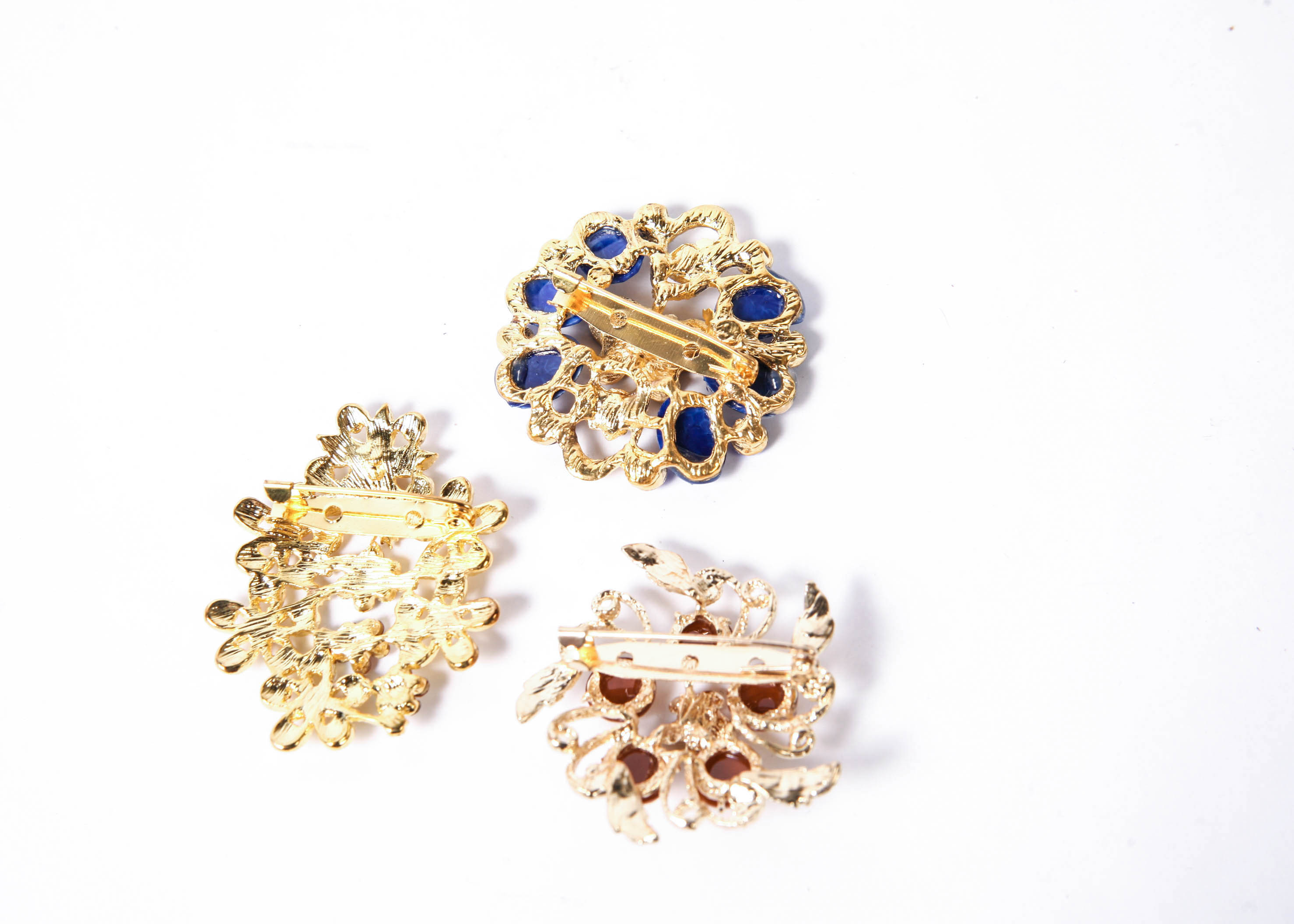 Trio of Vintage Gold-Tone Brooches