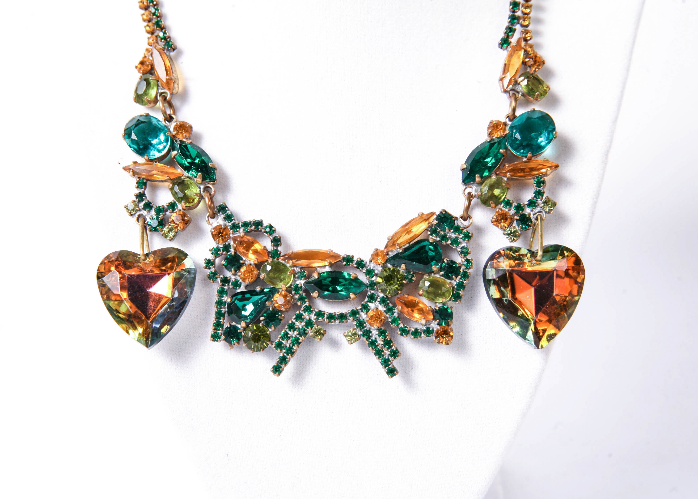 Vintage Lilien Czech Heart Necklace