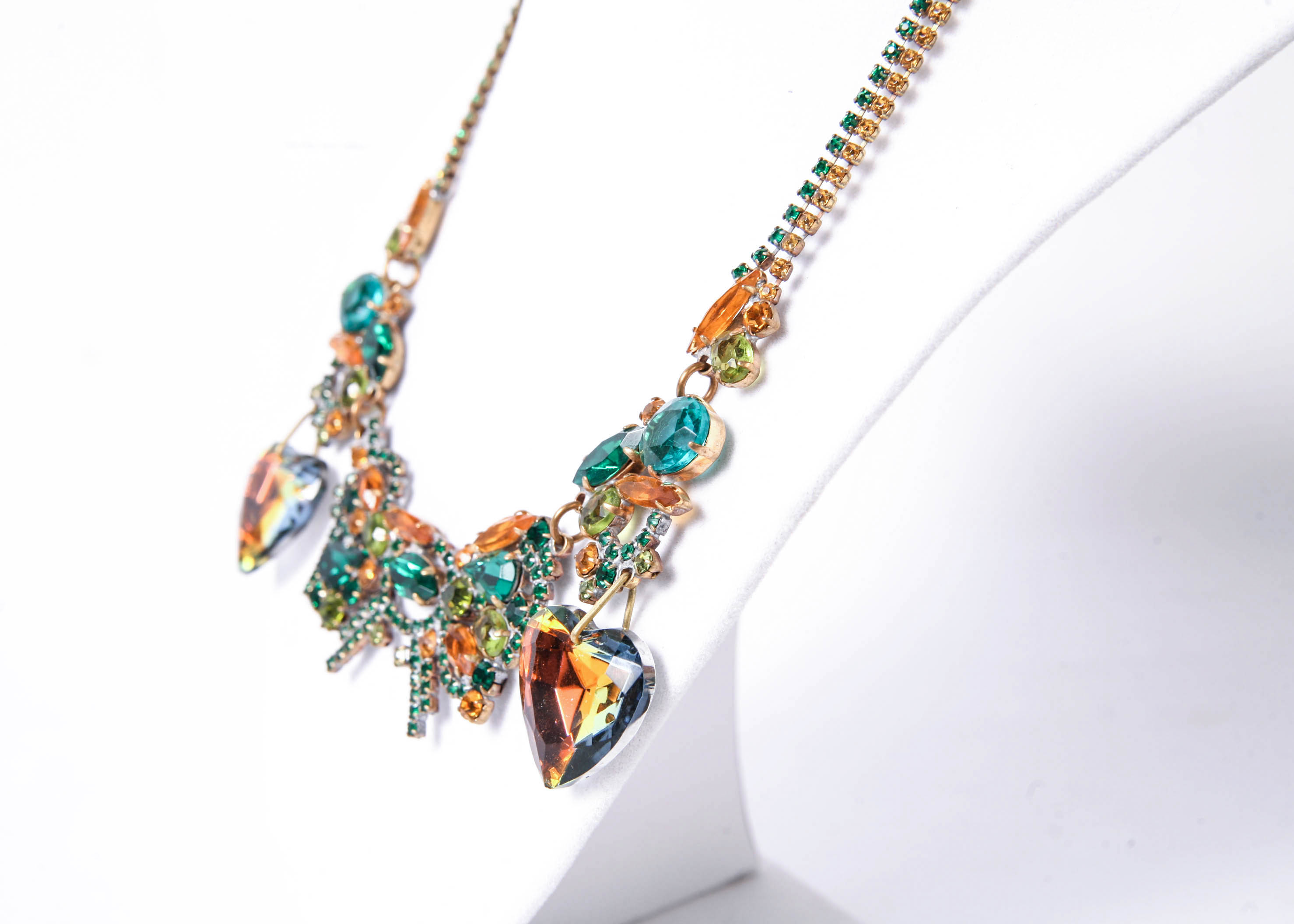 Vintage Lilien Czech Heart Necklace