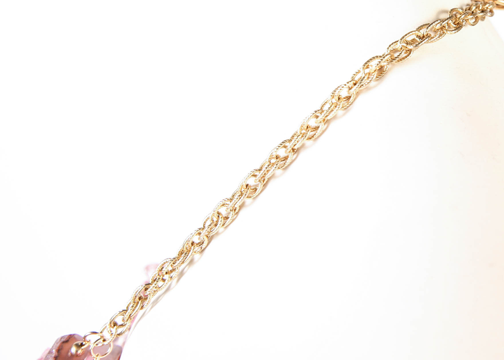 Double Layered Pink Agate Spike Necklace