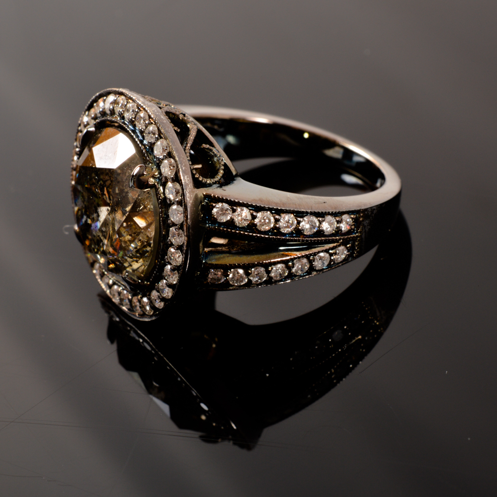 14KT White Gold 7.00ctw Fancy Brown Diamond Ring