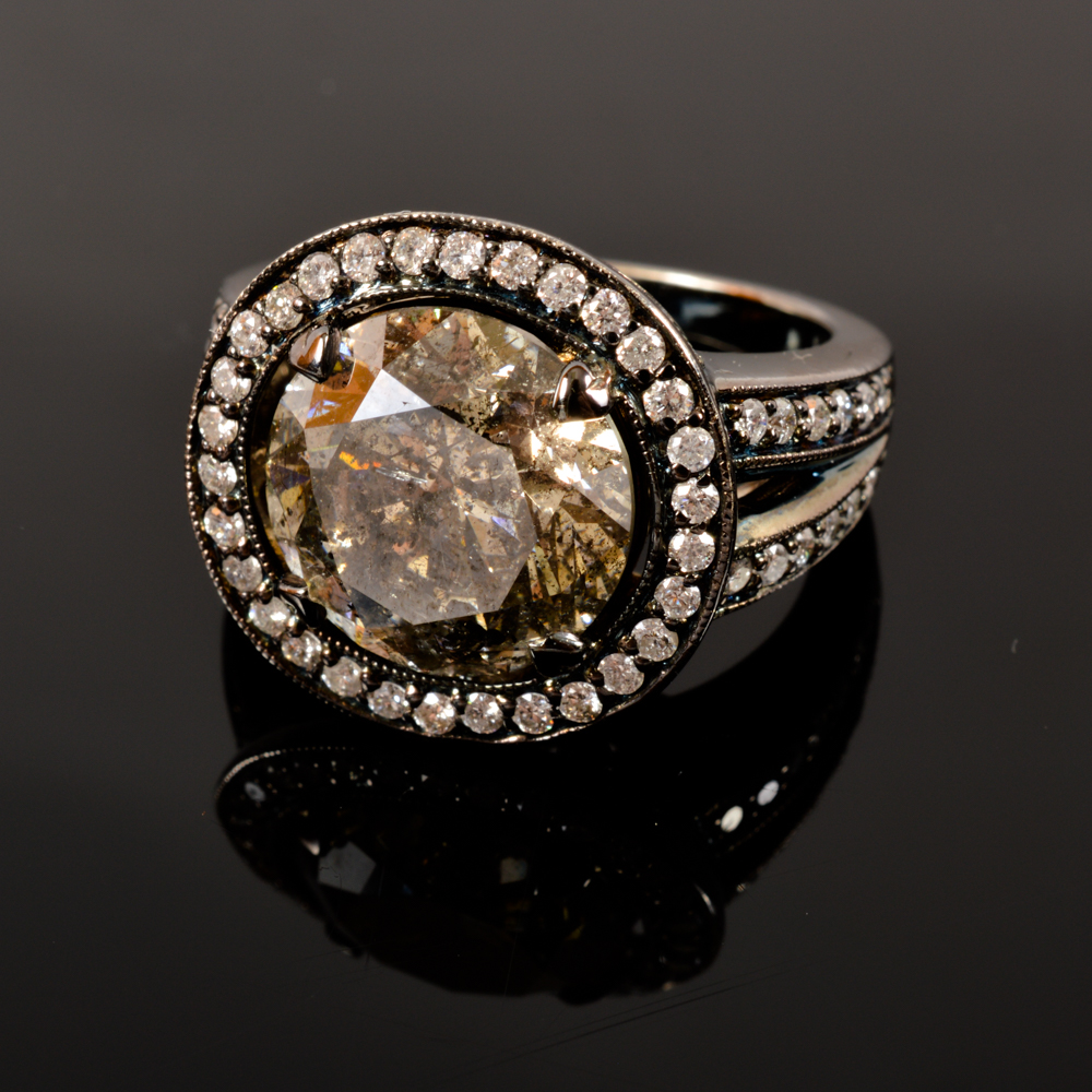 14KT White Gold 7.00ctw Fancy Brown Diamond Ring