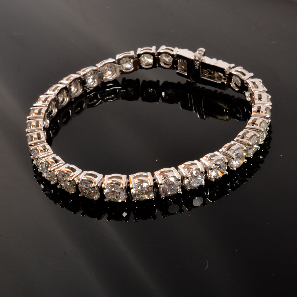 14KT White Gold 13.47ctw Diamond Tennis Bracelet