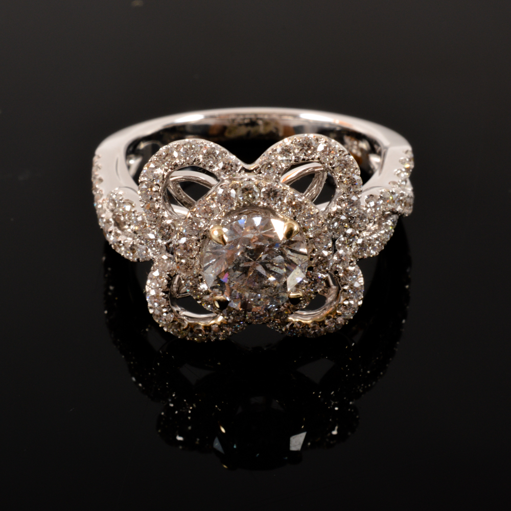 18KT White Gold Diamond Ring, Size 6 1/4