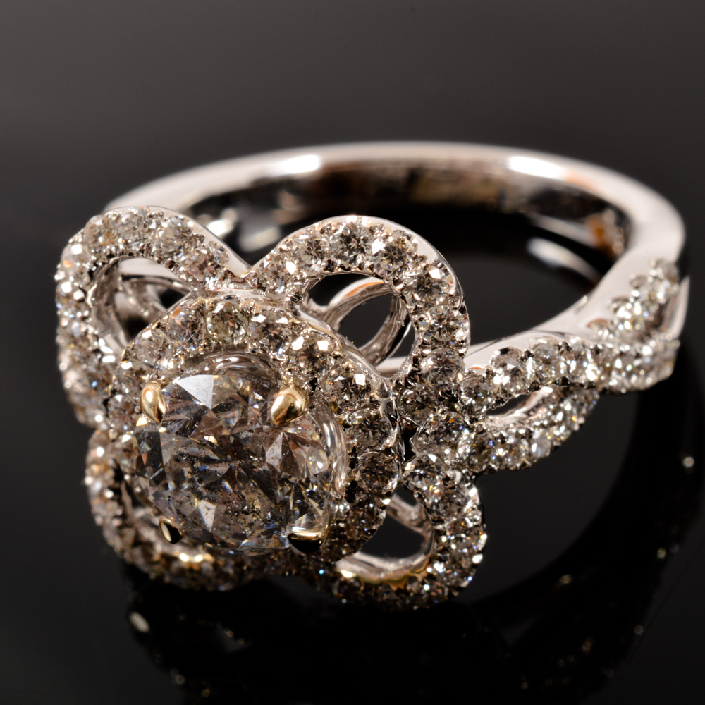 18KT White Gold Diamond Ring, Size 6 1/4