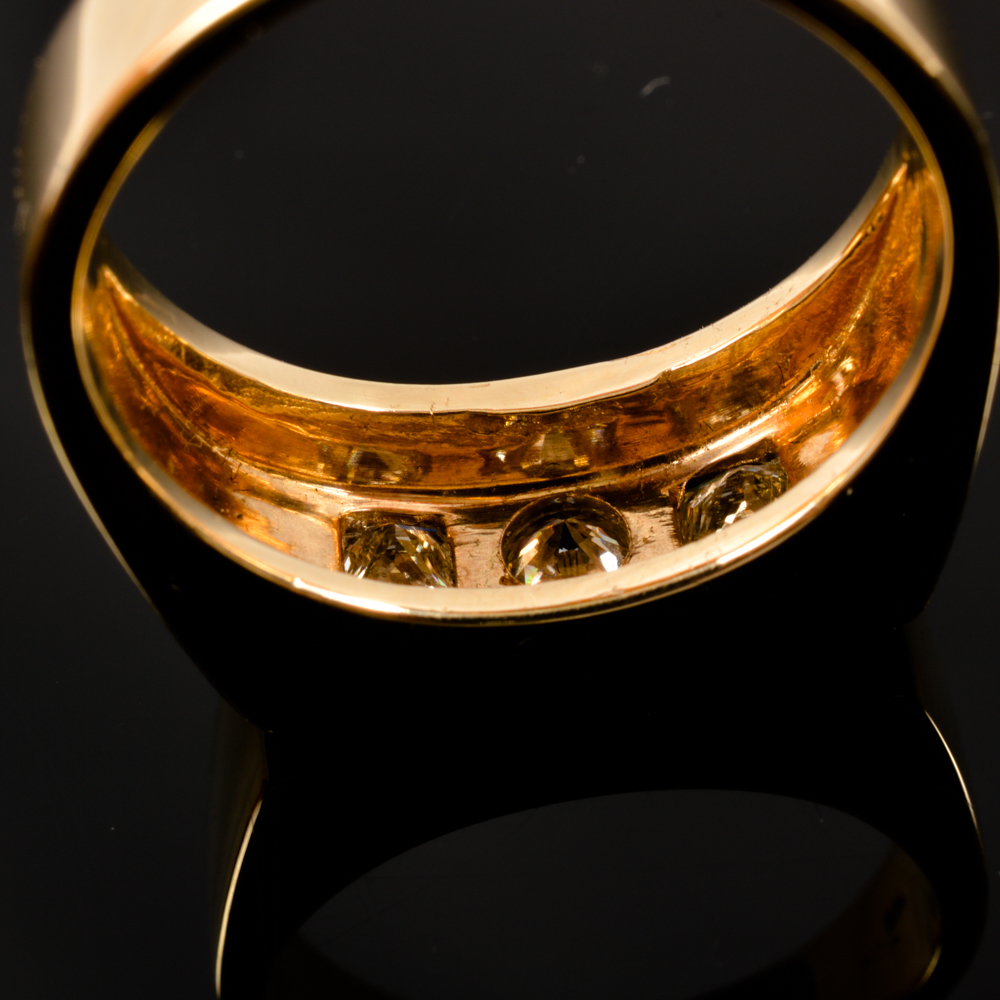 14KT Yellow Gold Gent's Flat Top Diamond Ring