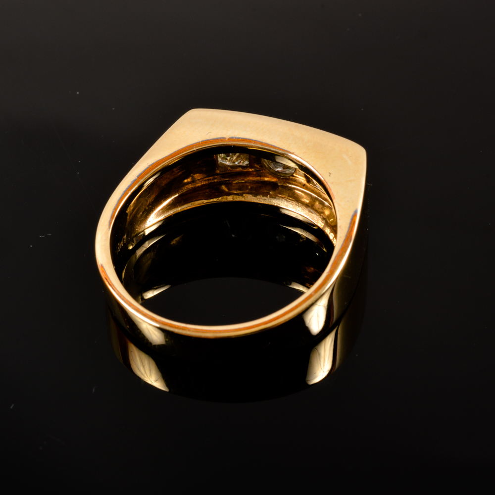 14KT Yellow Gold Gent's Flat Top Diamond Ring