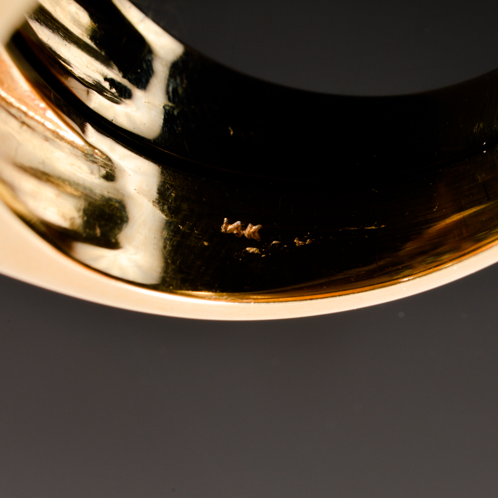 14KT Yellow Gold Gent's Flat Top Diamond Ring