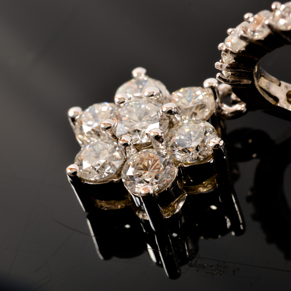 14KT White Gold 2.50ctw Diamond Cluster Flower Earrings