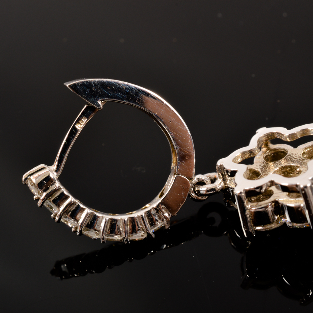 14KT White Gold 2.50ctw Diamond Cluster Flower Earrings