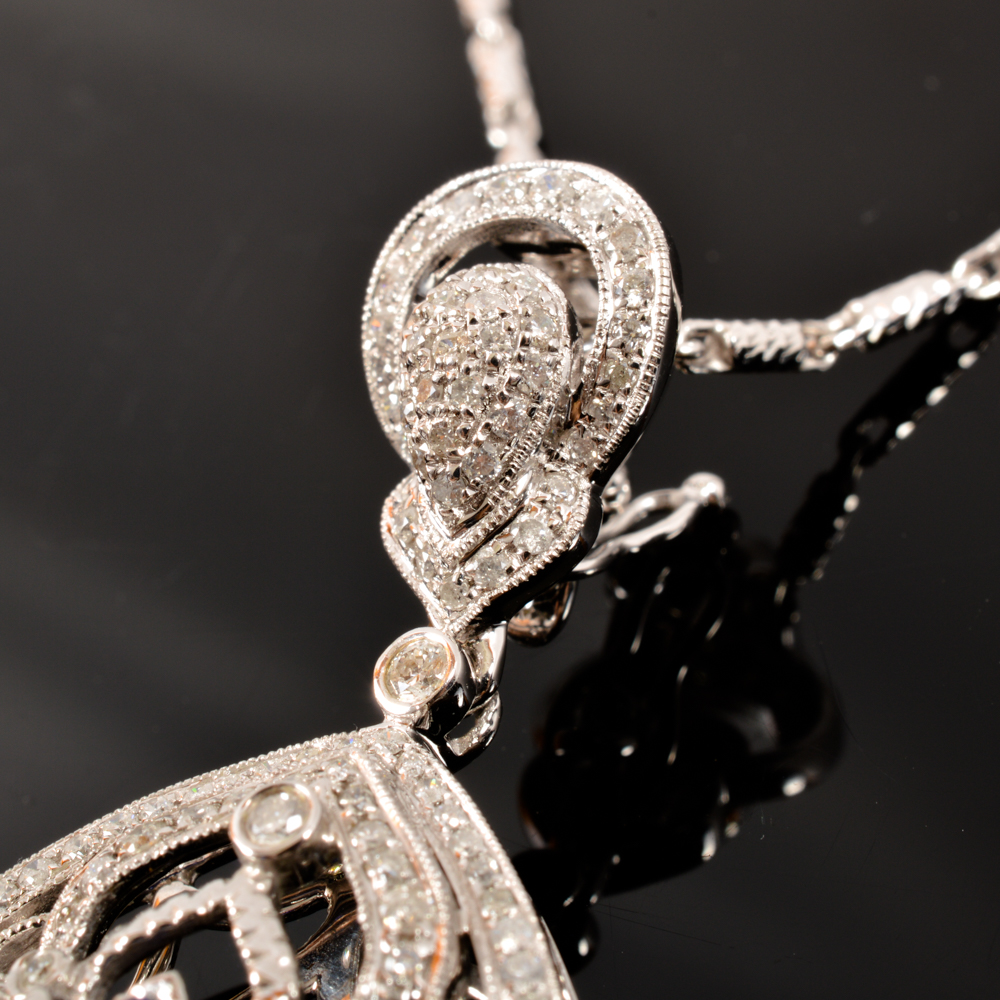 14KT White Gold, Tanzanite, and Diamond Pendant Necklace