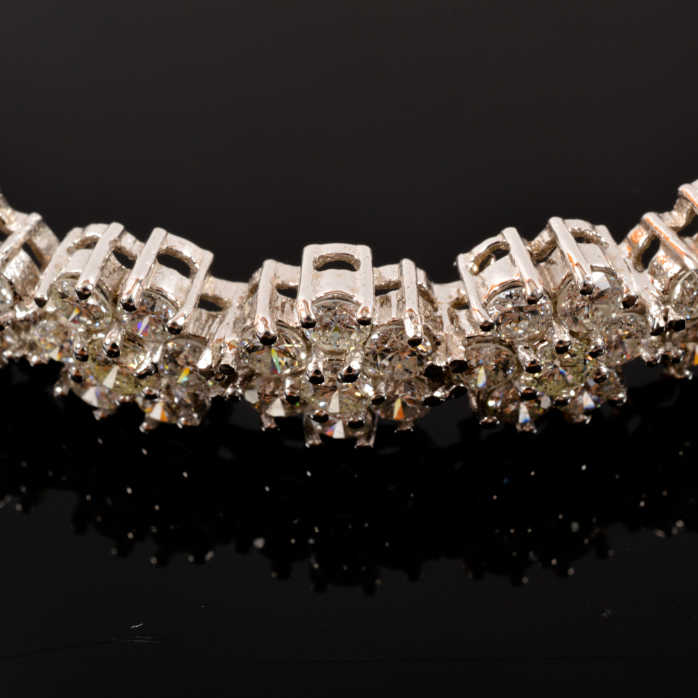 14KT White Gold Diamond Bangle Bracelet