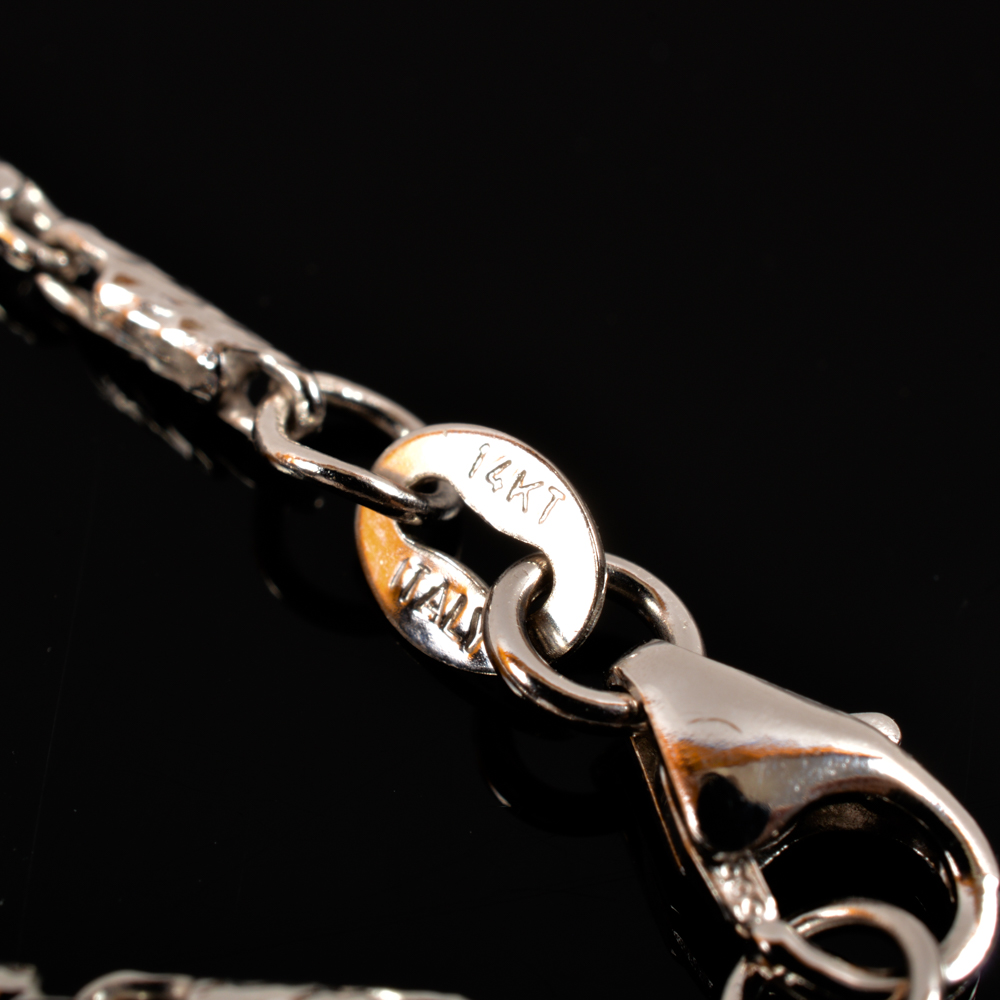 14KT White Gold, Tanzanite, and Diamond Pendant Necklace