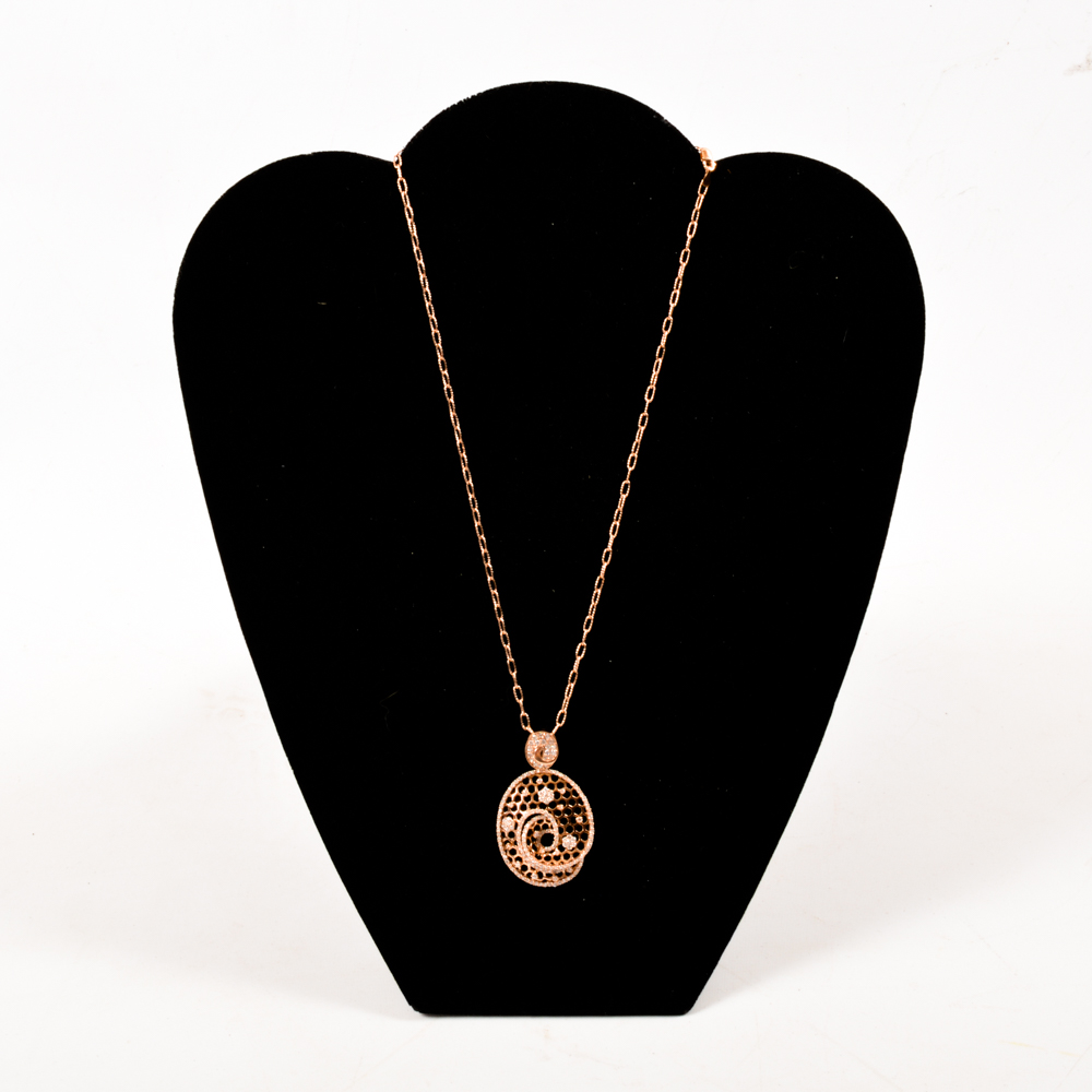 14KT Rose Gold and Diamond Pendant Chain Necklace