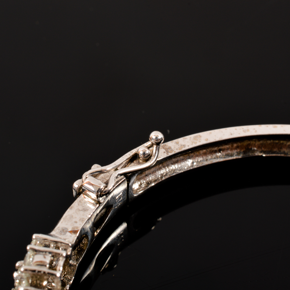 14KT White Gold Diamond Bangle Bracelet