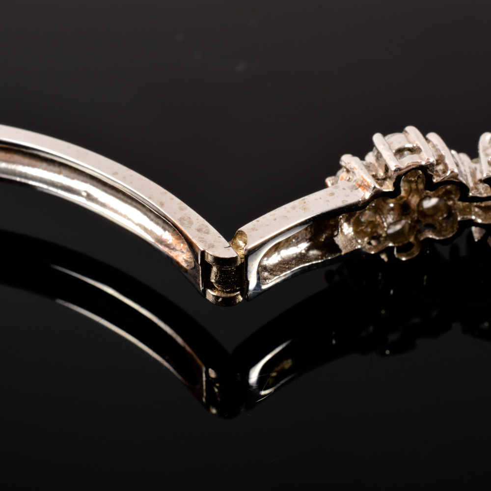 14KT White Gold Diamond Bangle Bracelet
