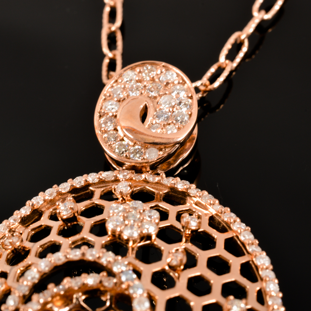14KT Rose Gold and Diamond Pendant Chain Necklace