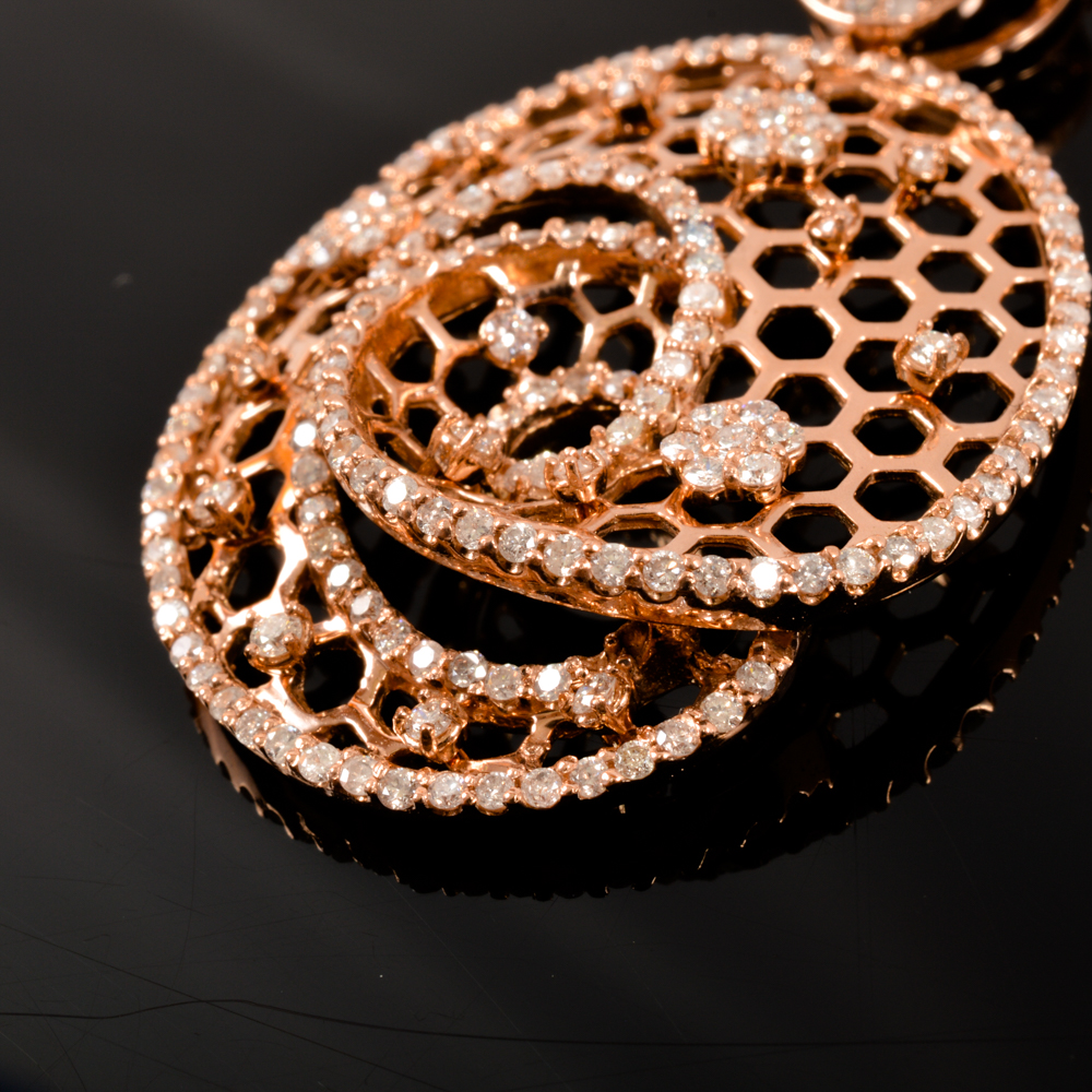 14KT Rose Gold and Diamond Pendant Chain Necklace