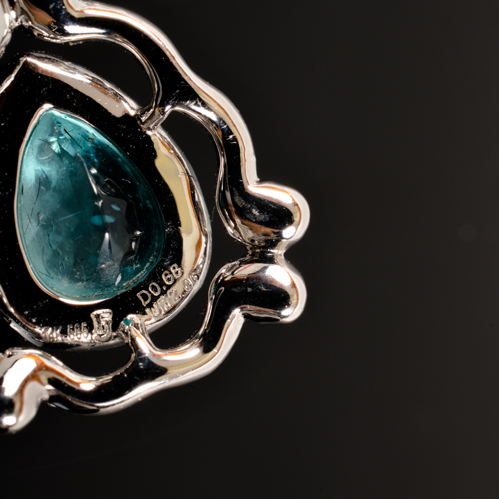 14KT White Gold and 1.90cts Blue Apatite and Diamond Earrings