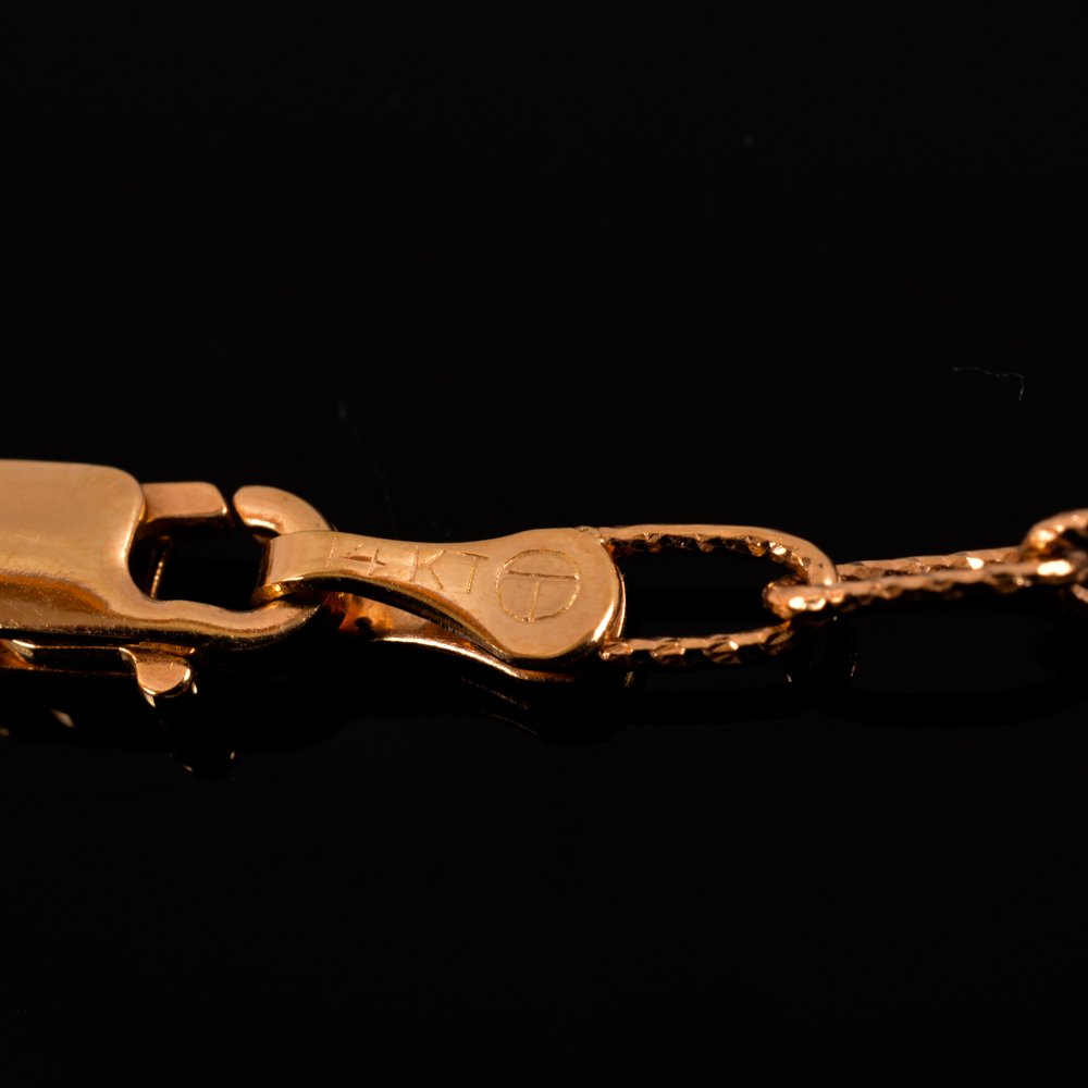 14KT Rose Gold and Diamond Pendant Chain Necklace