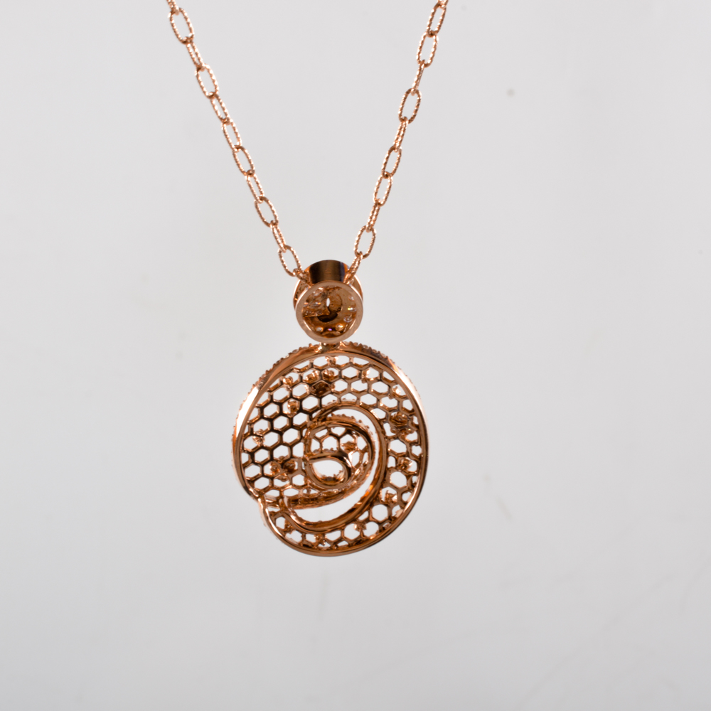 14KT Rose Gold and Diamond Pendant Chain Necklace