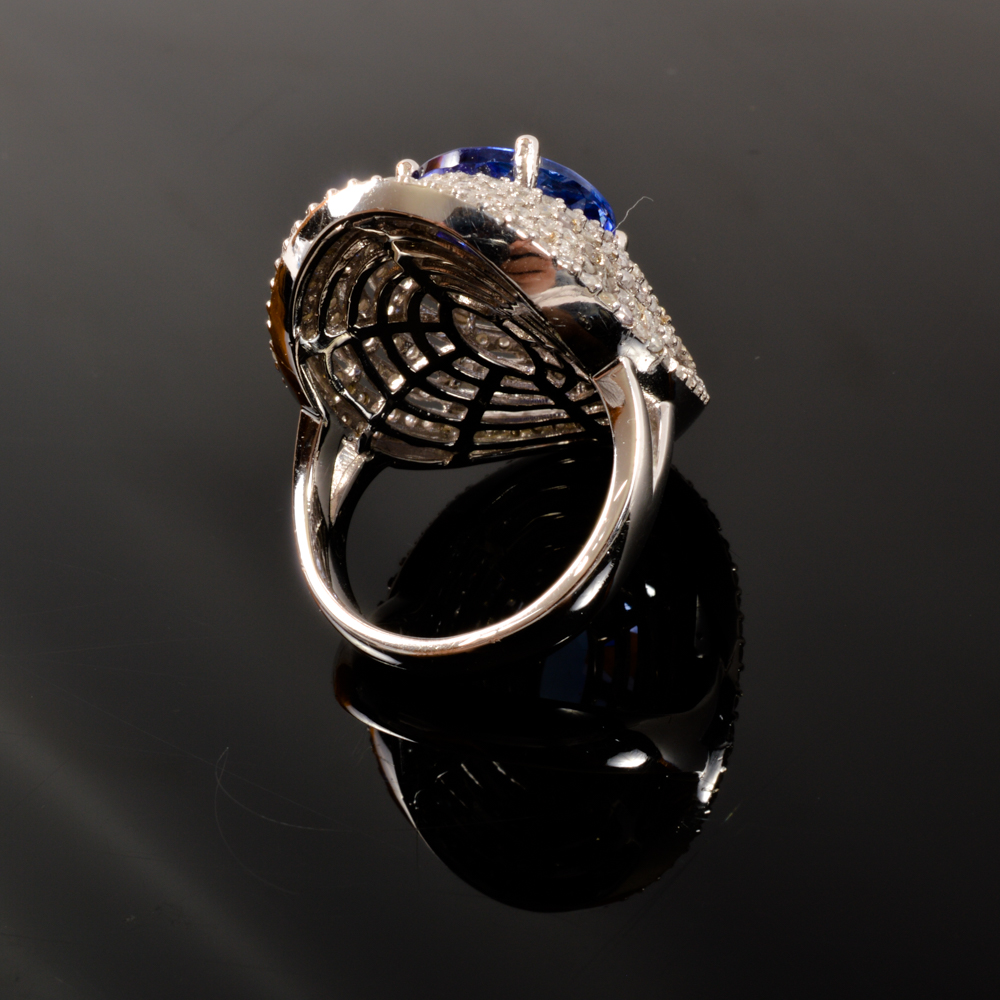 14K White Gold 5.56ct Tanzanite Diamond Ring