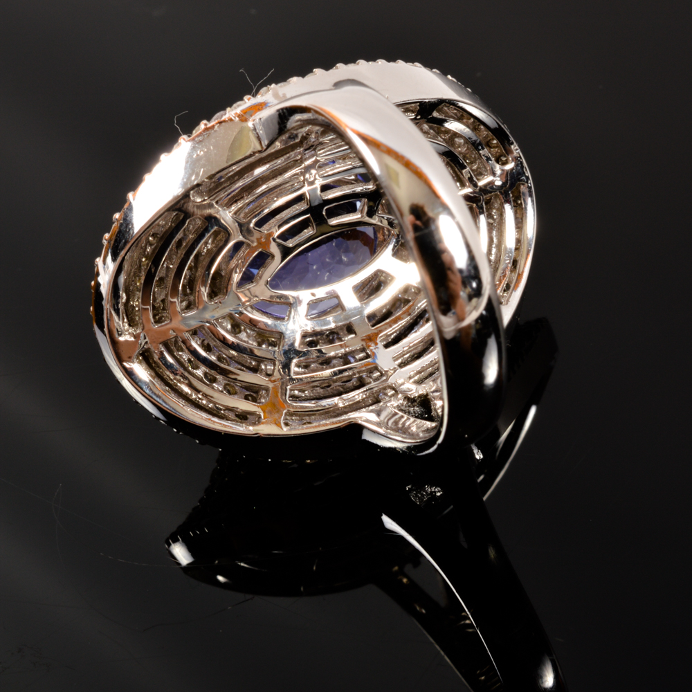 14K White Gold 5.56ct Tanzanite Diamond Ring
