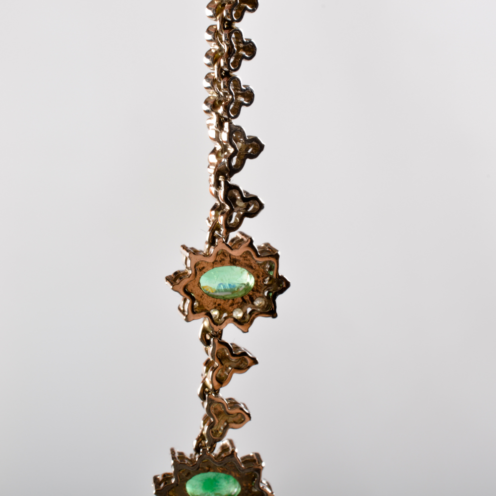 14KT White Gold Emerald and Diamond Necklace