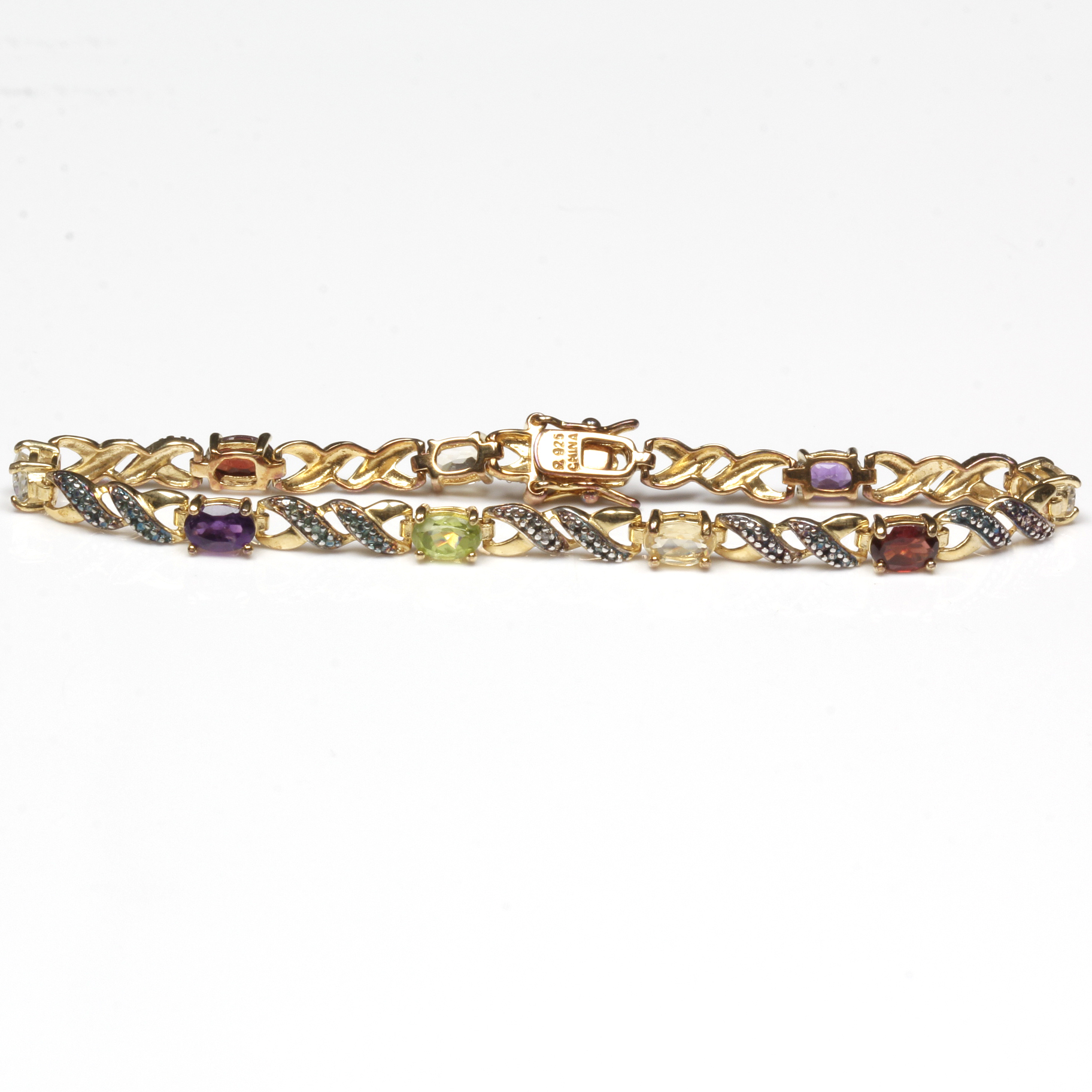 Gold Plated Sterling Silver Gemstone Bracelet