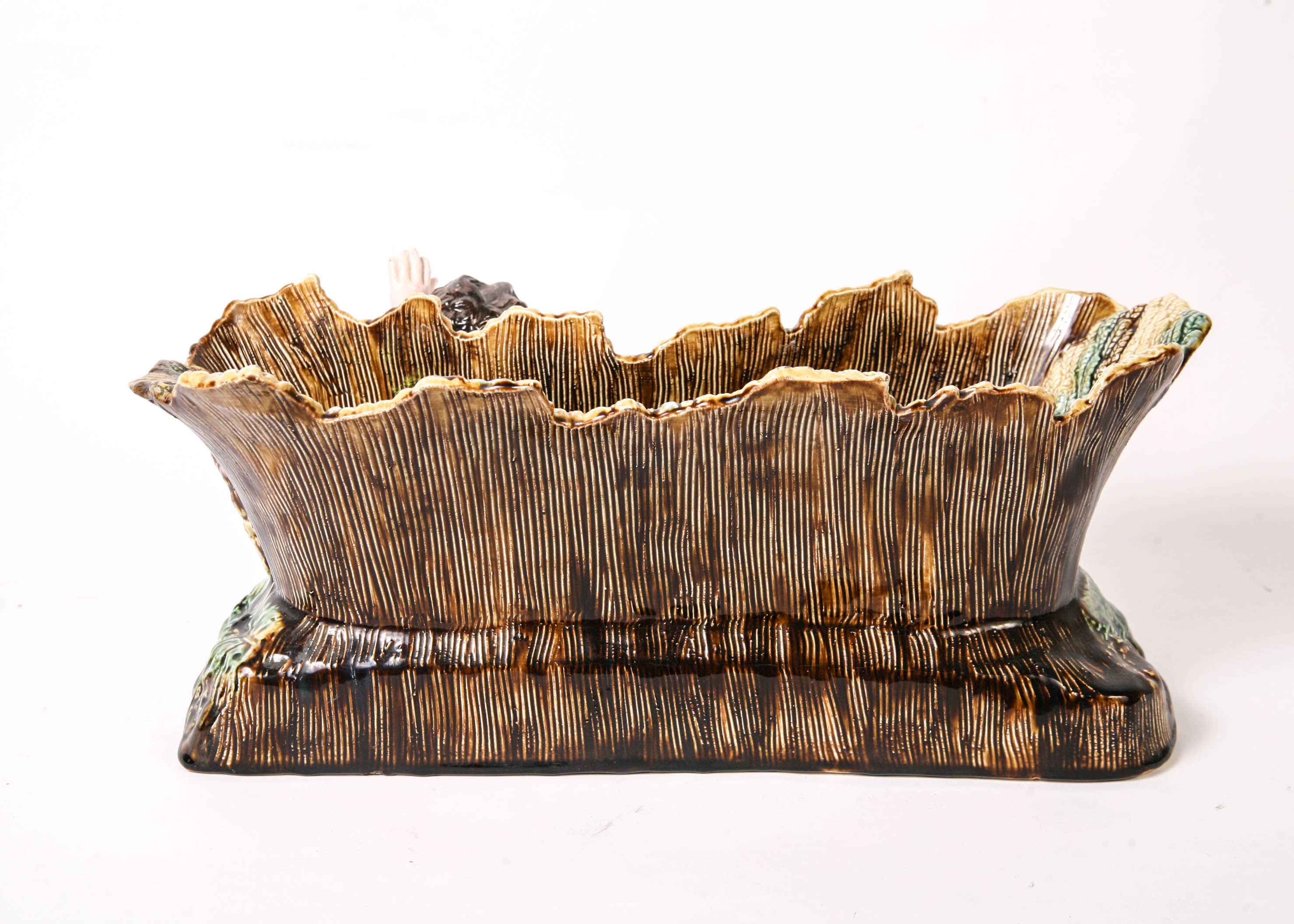 Antique Majolica Container with Baby Circa 1900