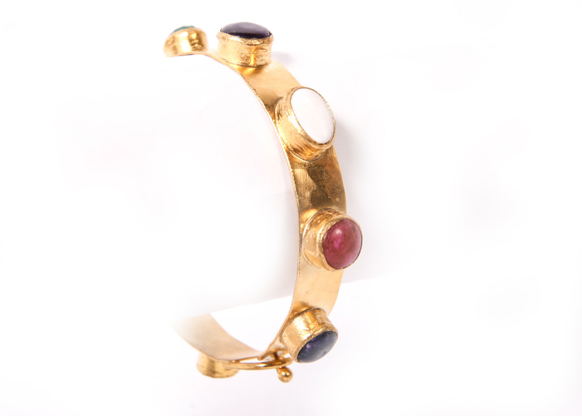 Gold Tone Bracelets with Multi-Colored Stones from Turkey