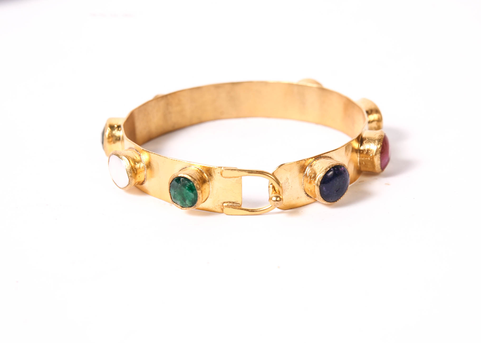 Gold Tone Bracelets with Multi-Colored Stones from Turkey