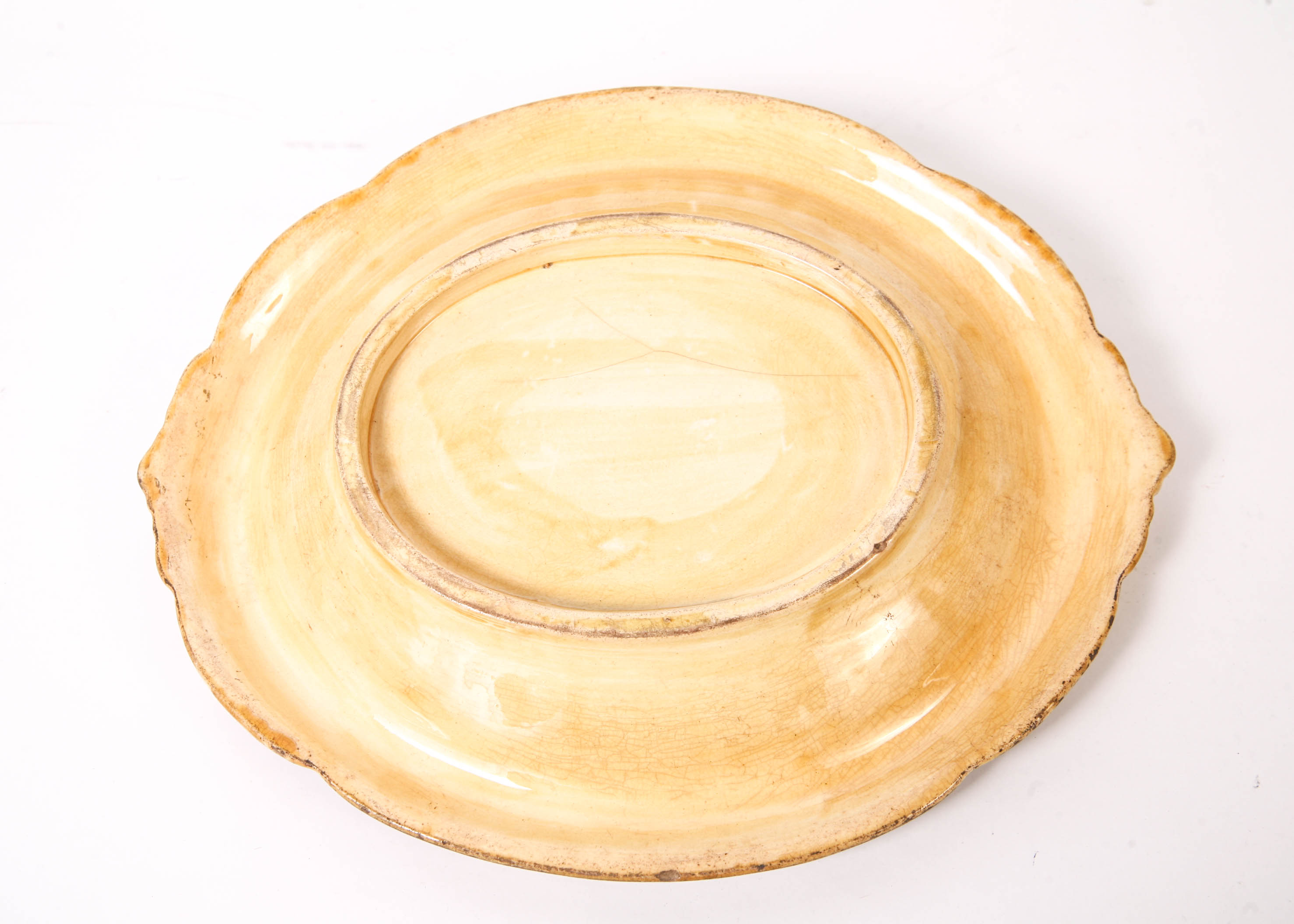 Antique Majolica Wheat Tray with Mottos