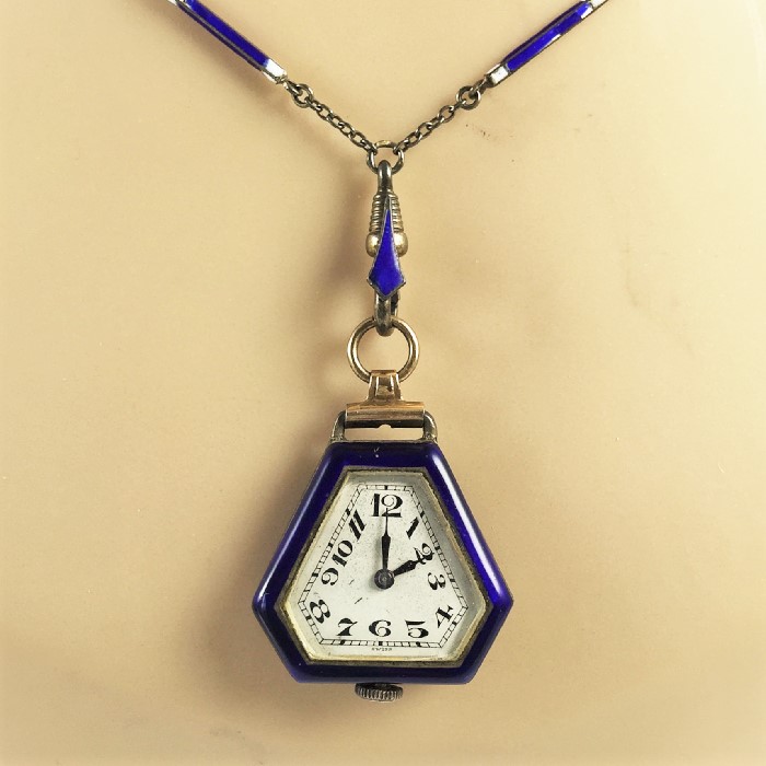 Art Deco Juvenia Sterling Silver Argent Dore Pendant Watch