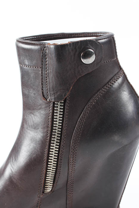New "Scarpa Wedge" Brown Leather Wedge Boots by Rick Owens