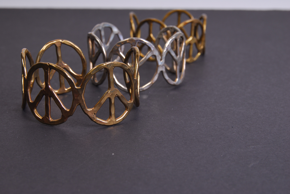 Gold and Silver Tone Peace Sign Bracelets