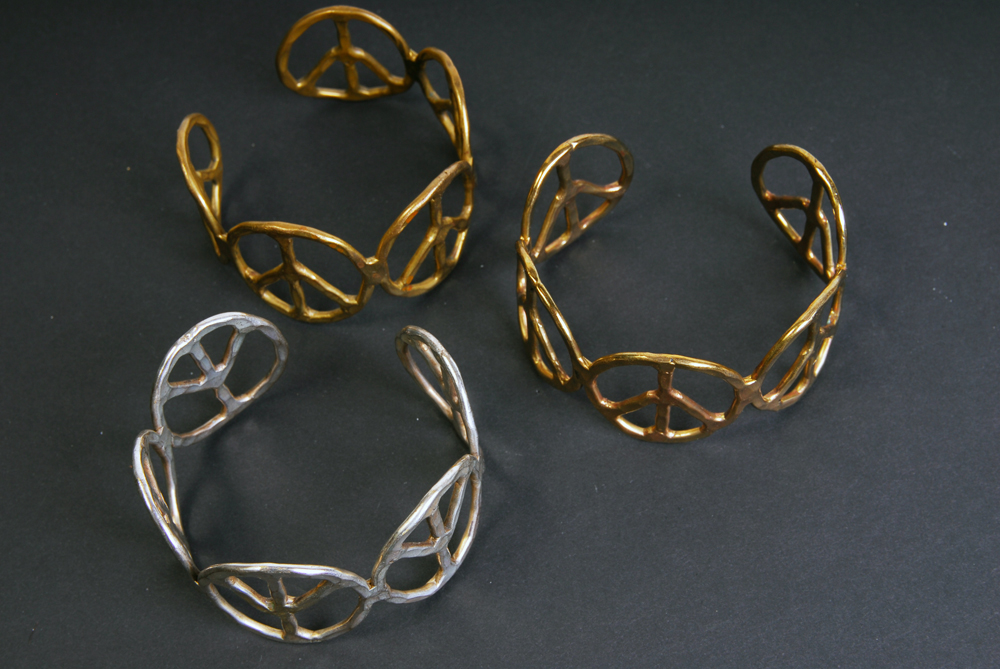 Gold and Silver Tone Peace Sign Bracelets