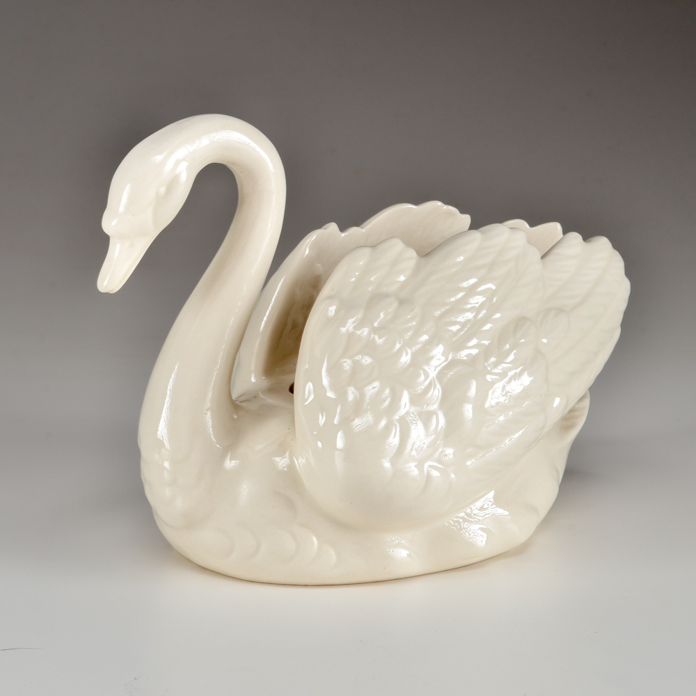 Vintage Cream Porcelain Goebel Swan Centerpiece