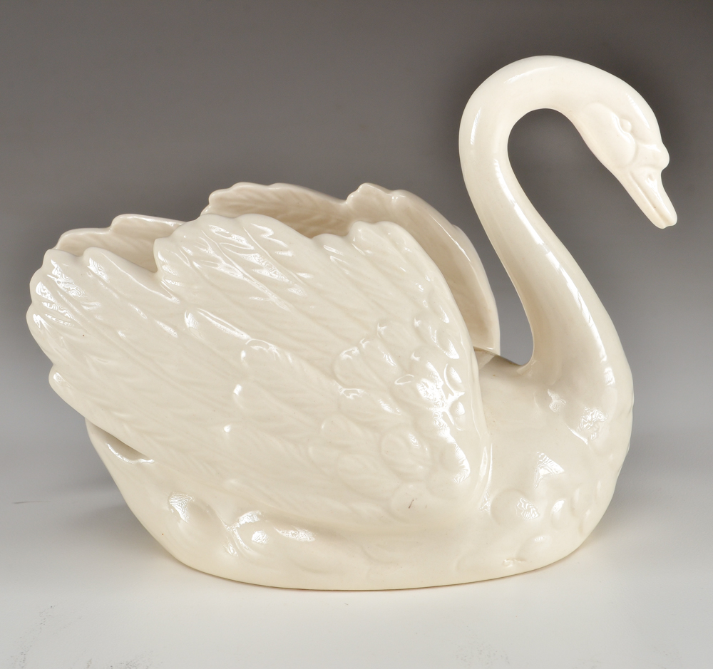 Vintage Cream Porcelain Goebel Swan Centerpiece