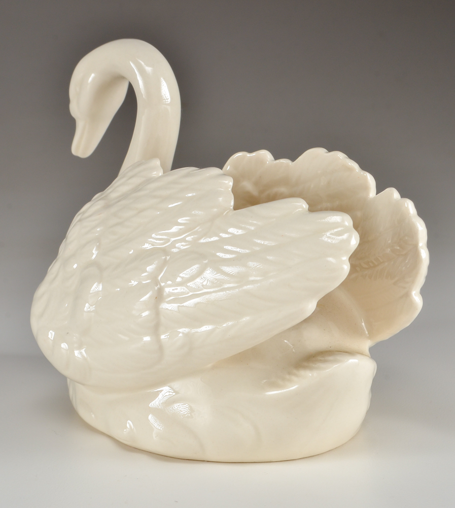 Vintage Cream Porcelain Goebel Swan Centerpiece