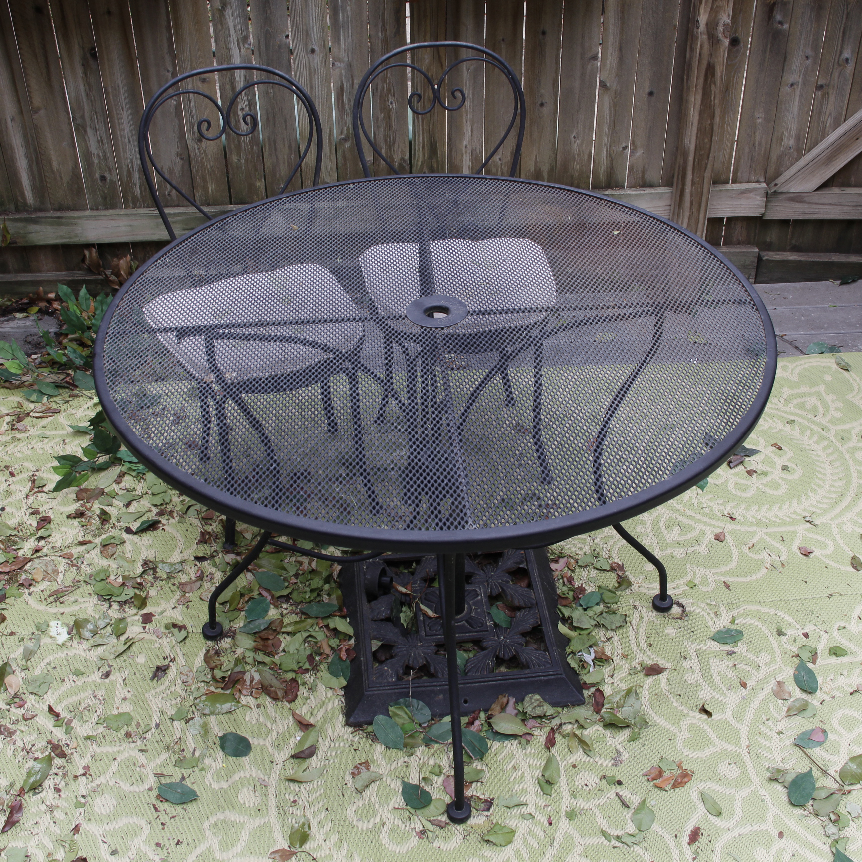Plantation patterns wrought iron table sale